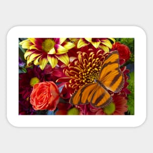 Orange Striped Buttefly Resting Sticker